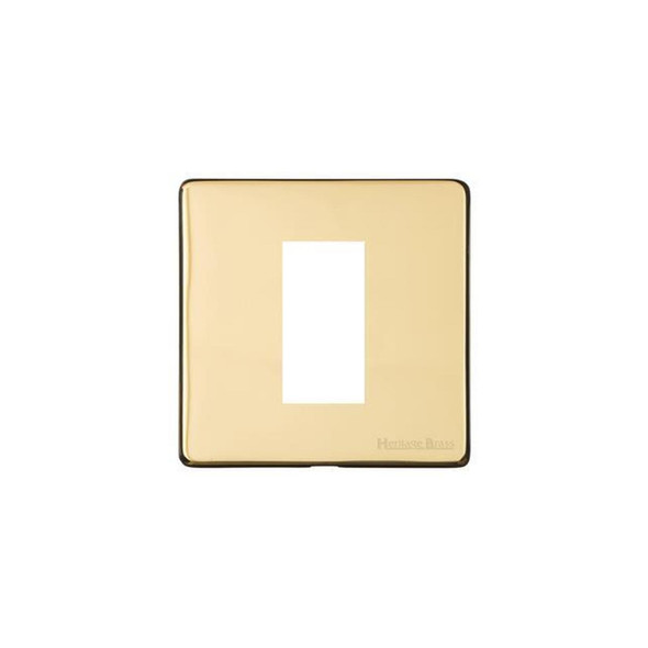 Vintage Range 1 Module Euro Plate in Polished Brass