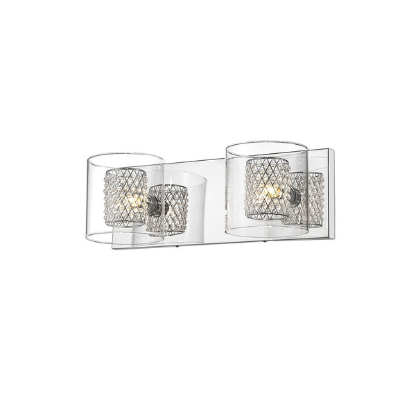 Borocilicate Glass with Iron Mesh & Crystal Centre Wall Lamp