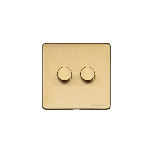 Vintage Range 2 Gang Dimmer (400 watts) in Satin Brass