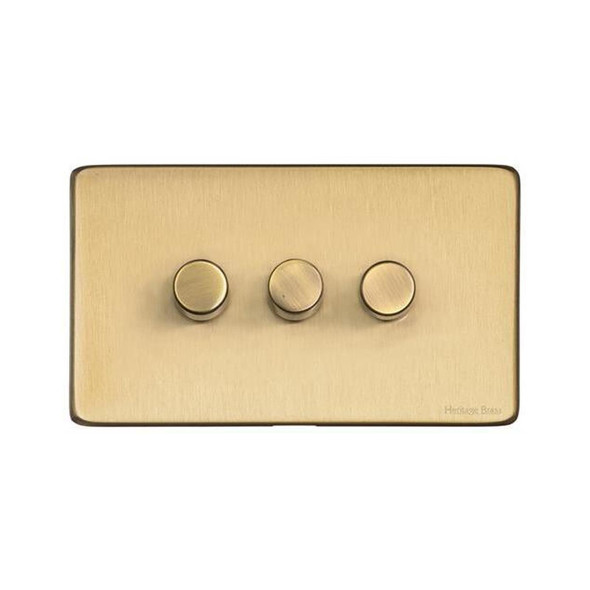 Vintage Range 3 Gang Dimmer (400 watts) in Satin Brass