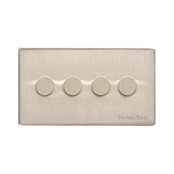 Vintage Range 4 Gang LED Dimmer in Satin Nickel