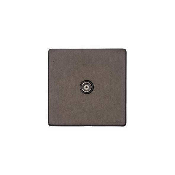 Vintage Range 1 Gang Isolated TV Coaxial Socket in Matt Bronze  - Black Trim