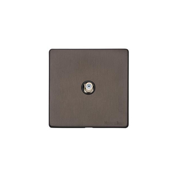 Vintage Range 1 Gang Satellite Socket in Matt Bronze  - Black Trim