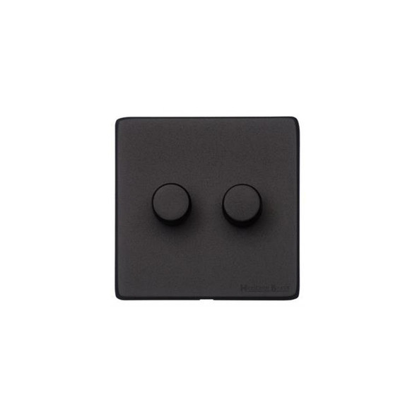 Vintage Range 2 Gang LED Dimmer in Matt Black