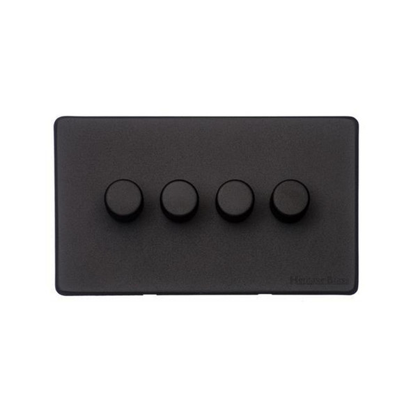 Vintage Range 4 Gang Dimmer (400 watts) in Matt Black