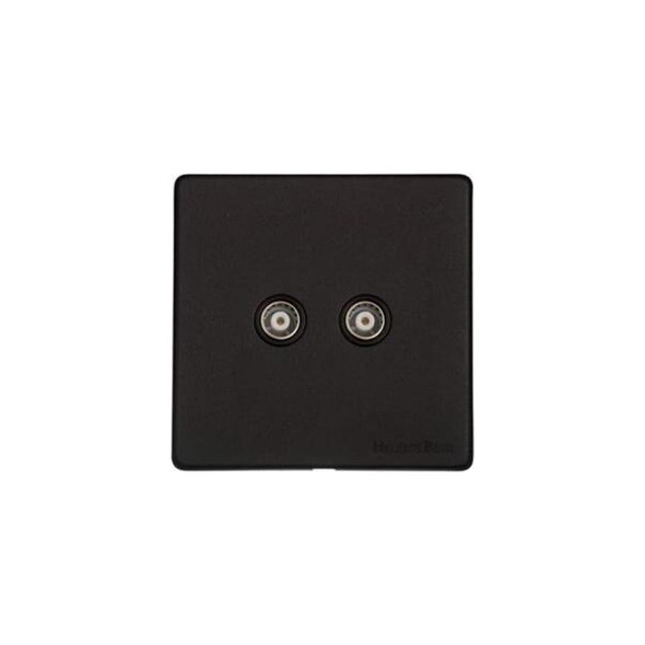 Vintage Range TV/FM Diplexed Socket in Matt Black  - Black Trim