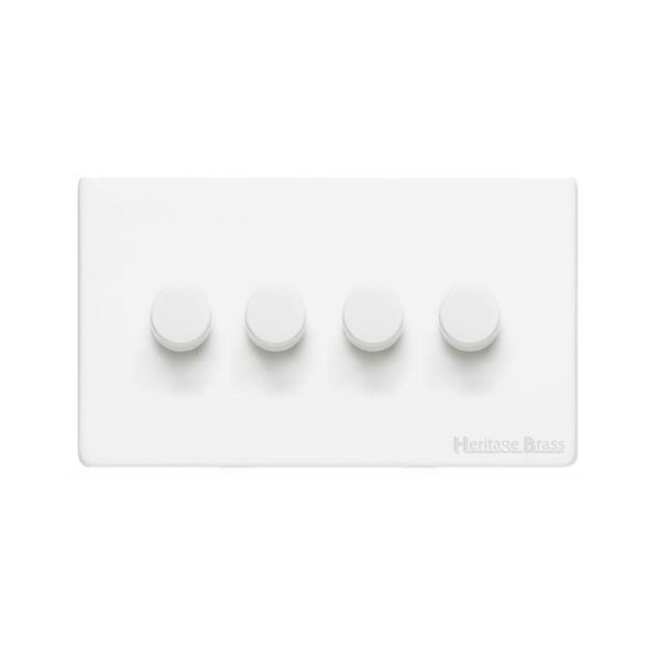 Vintage Range 4 Gang LED Dimmer in Matt White