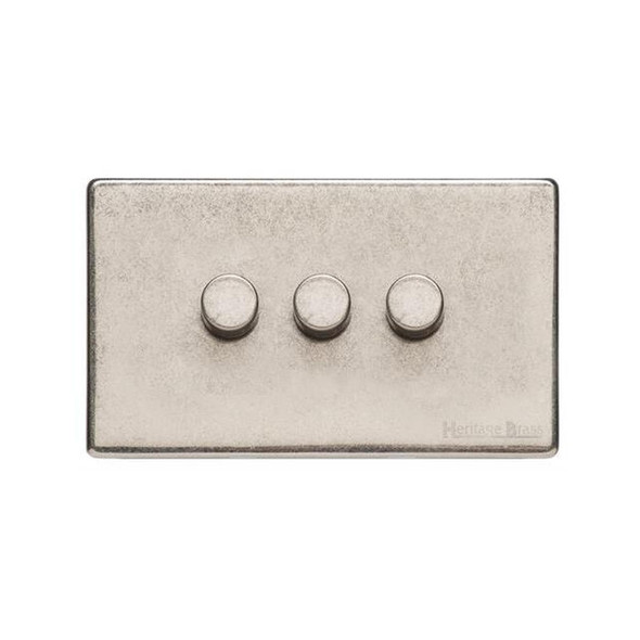 Vintage Range 3 Gang LED Dimmer in Rustic Nickel