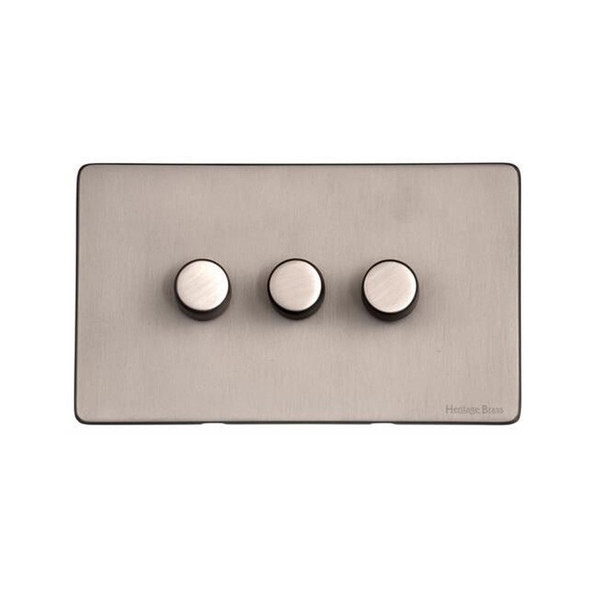 Vintage Range 3 Gang LED Dimmer in Aged Pewter