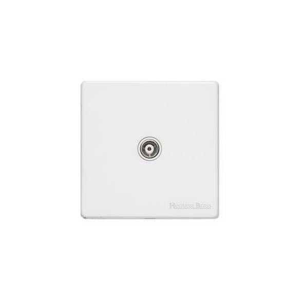 Vintage Range 1 Gang Non-Isolated TV Coaxial Socket in Gloss White  - White Trim