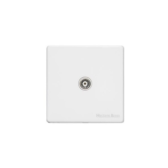 Vintage Range 1 Gang Isolated TV Coaxial Socket in Gloss White  - White Trim