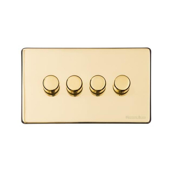 Vintage Range 4 Gang Dimmer (400 watts) in Unlacquered Polished Brass