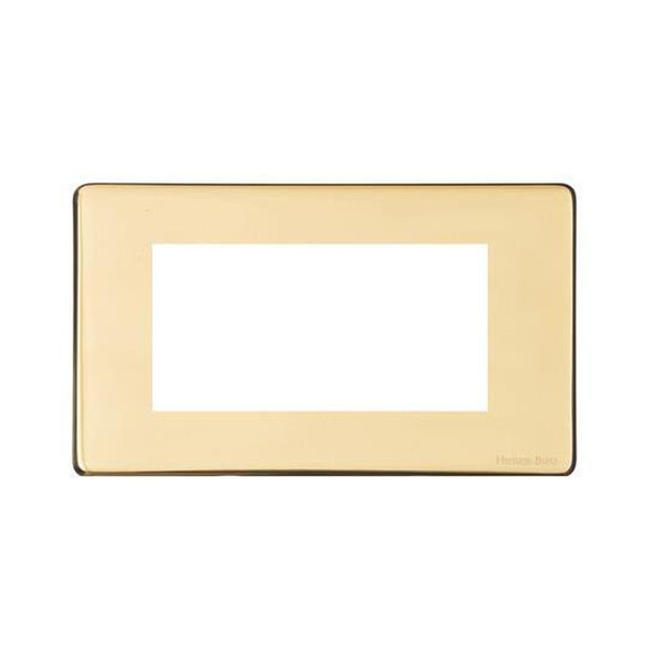 Vintage Range 4 Module Euro Plate in Unlacquered Polished Brass