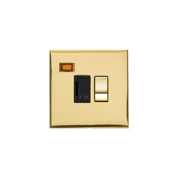 Winchester Range Switched Spur with Neon (13 Amp) in Polished Brass  - Black Trim