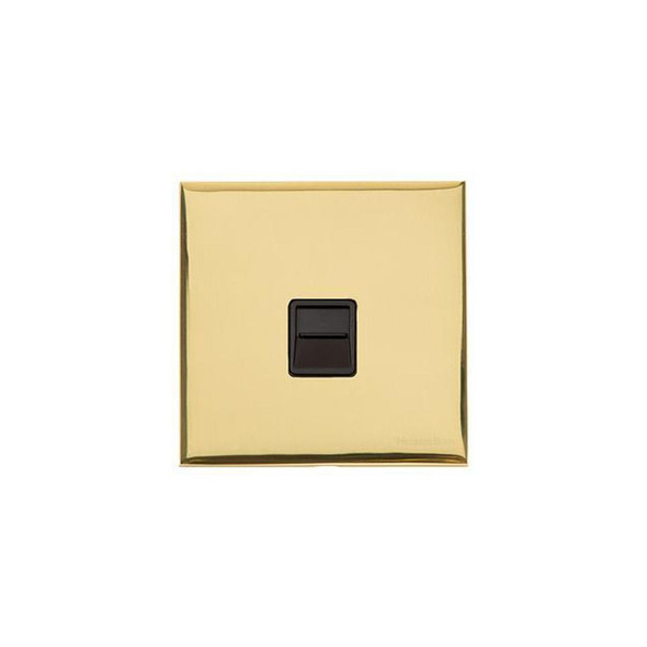 Winchester Range 1 Gang Secondary Line Socket in Polished Brass  - Black Trim