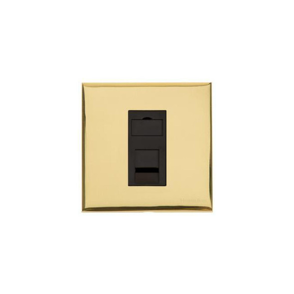 Winchester Range 1 Gang RJ11 in Polished Brass  - Black Trim