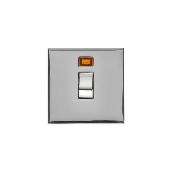 Winchester Range 20A Double Pole Switch with Neon in Polished Chrome  - Black Trim