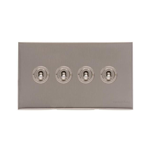 Winchester Range 4 Gang Toggle Switch in Satin Nickel  - Trimless