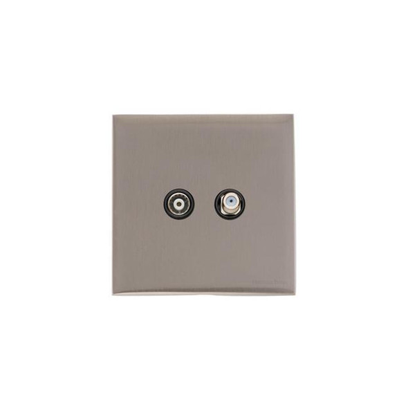 Winchester Range TV/Satellite Socket in Satin Nickel  - Black Trim