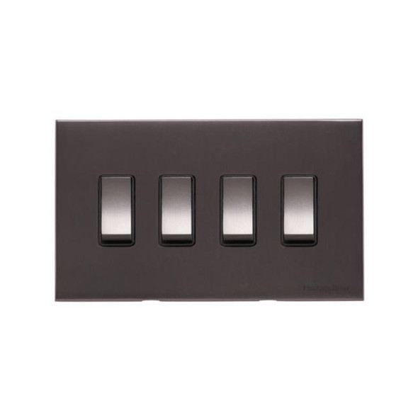 Winchester Range 4 Gang Rocker Switch (10 Amp) in Matt Bronze  - Black Trim