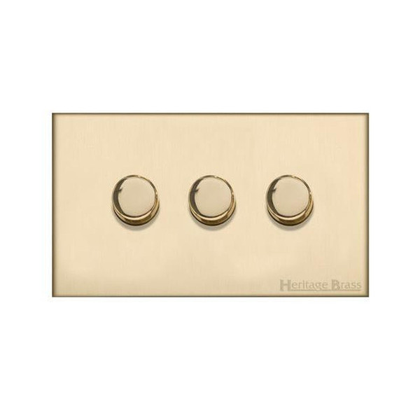 Winchester Range 3 Gang LED Dimmer in Satin Brass  - Trimless