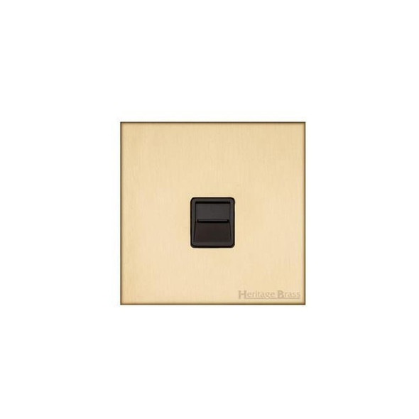 Winchester Range 1 Gang Master Line Socket in Satin Brass  - Black Trim