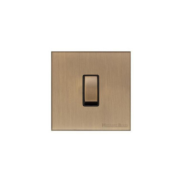 Winchester Range 1 Gang Intermediate Rocker Switch (10 Amp) in Antique Brass  - Black Trim