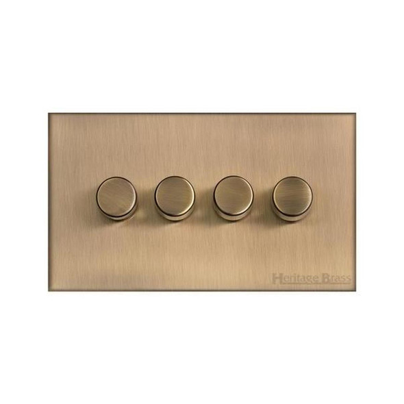 Winchester Range 4 Gang LED Dimmer in Antique Brass  - Trimless