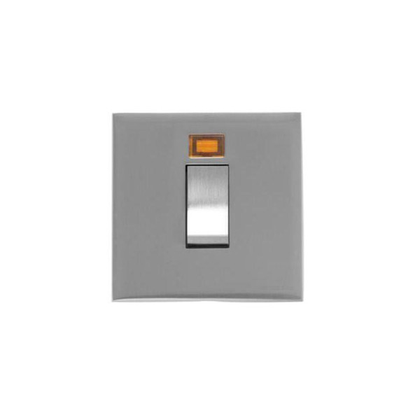 Winchester Range 45A DP Cooker Switch with Neon (single plate) in Satin Chrome Silk  - Black Trim