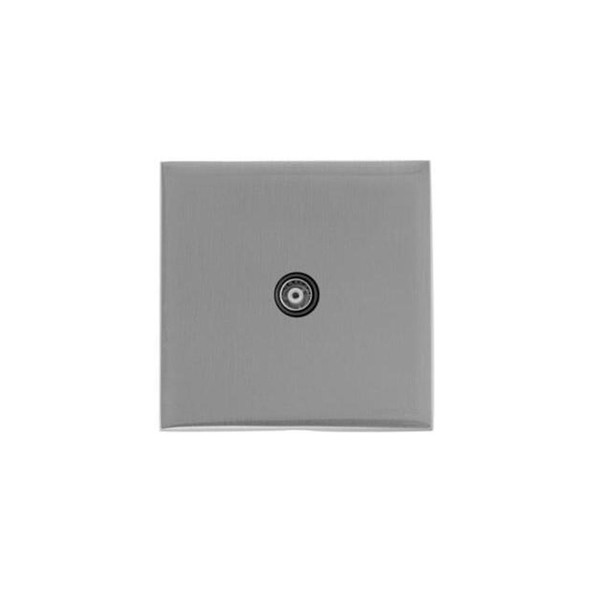 Winchester Range 1 Gang Isolated TV Coaxial Socket in Satin Chrome Silk  - Black Trim