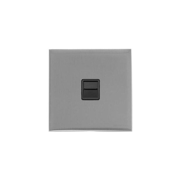 Winchester Range 1 Gang Secondary Line Socket in Satin Chrome Silk  - Black Trim