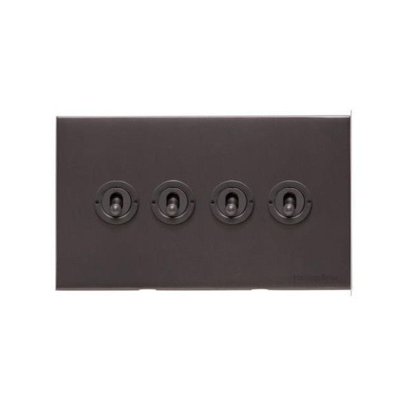 Windsor Range 4 Gang Toggle Switch in Matt Bronze