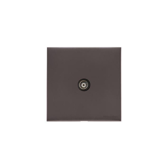 Windsor Range 1 Gang Isolated TV Coaxial Socket in Matt Bronze  - Black Trim