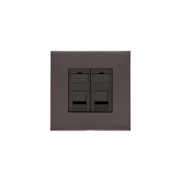 Windsor Range 2 Gang Master Line Socket in Matt Bronze  - Black Trim