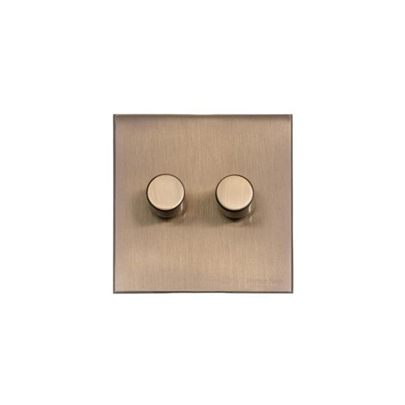 Windsor Range 2 Gang LED Dimmer in Matt Antique Brass