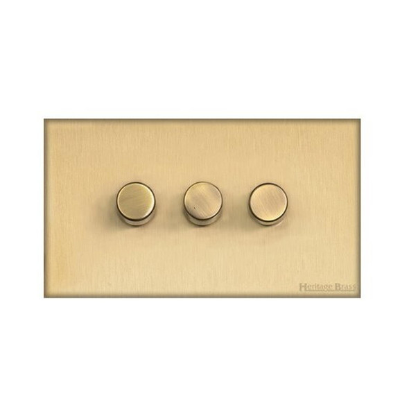 Windsor Range 3 Gang Dimmer (400 watts) in Satin Brass