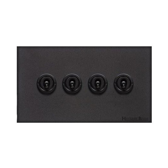 Windsor Range 4 Gang Toggle Switch in Matt Black