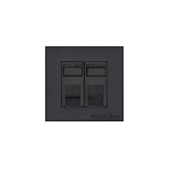 Windsor Range 2 Gang Cat 6 in Matt Black  - Black Trim