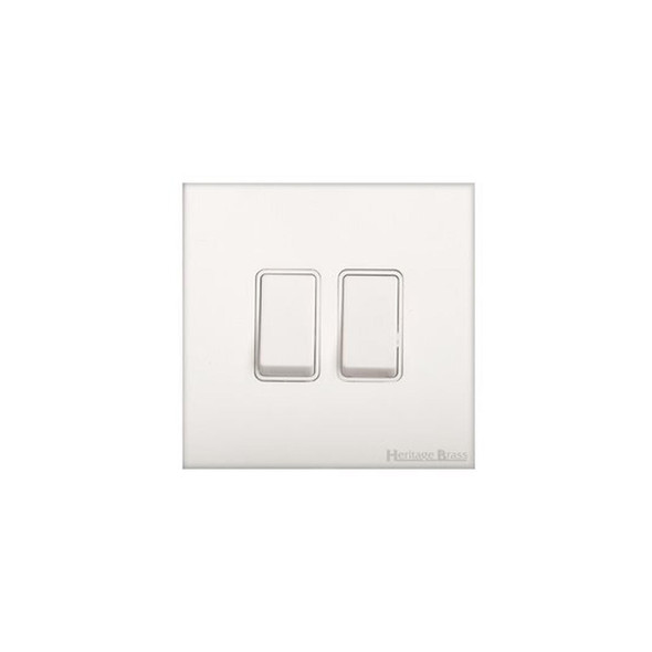 Windsor Range 2 Gang Rocker Switch (10 Amp) in Matt White  - White Trim