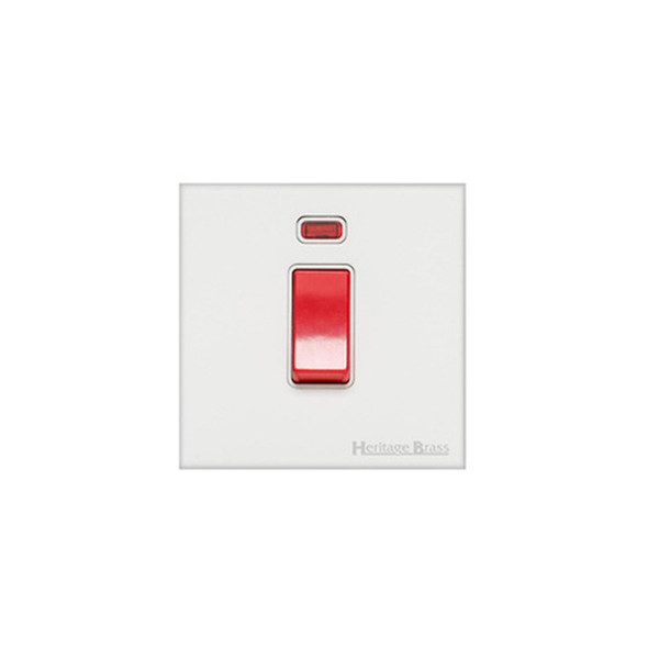 Windsor Range 45A DP Cooker Switch with Neon (single plate) in Matt White  - White Trim