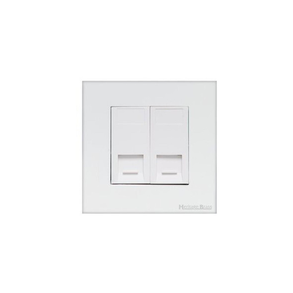 Windsor Range 2 Gang Cat 6 in Matt White  - White Trim