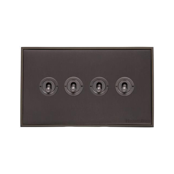 Executive Range 4 Gang Toggle Switch in Matt Bronze  - Trimless