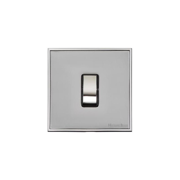 Executive Range 1 Gang Rocker Switch (10 Amp) in Polished Chrome  - Black Trim