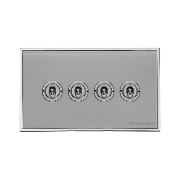 Executive Range 4 Gang Toggle Switch in Polished Chrome  - Trimless