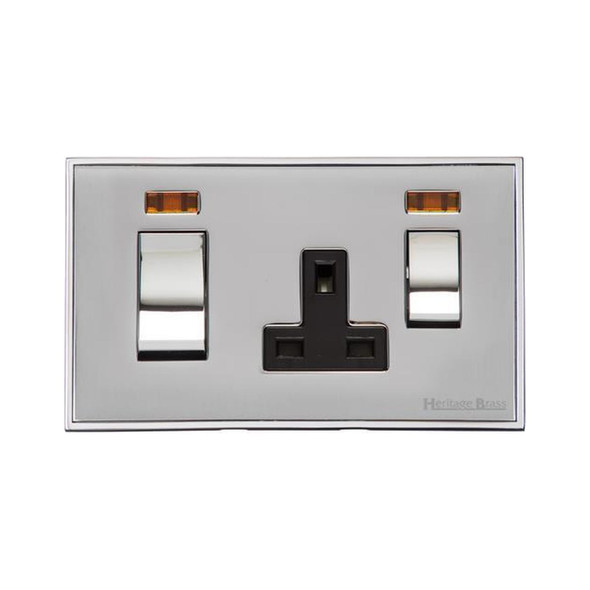 Executive Range 45A Cooker Unit + 13A Socket in Polished Chrome  - Black Trim