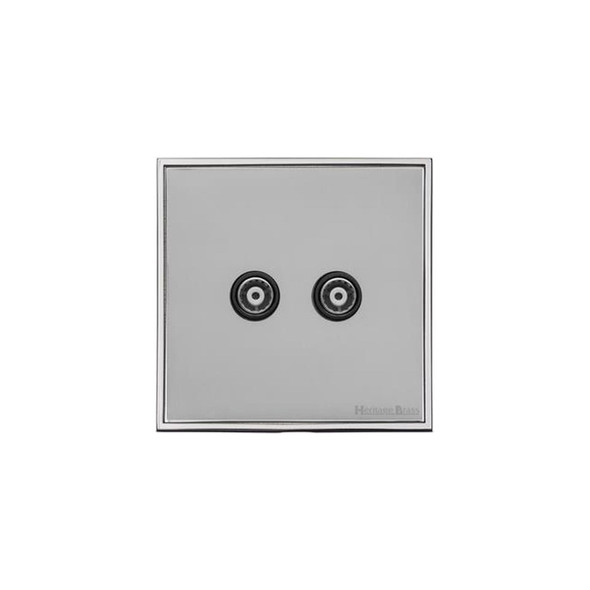 Executive Range TV/FM Diplexed Socket in Polished Chrome  - Black Trim