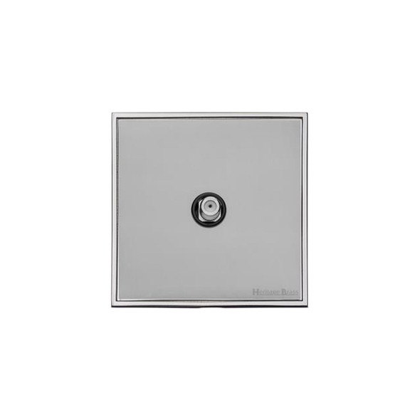 Executive Range 1 Gang Satellite Socket in Polished Chrome  - Black Trim