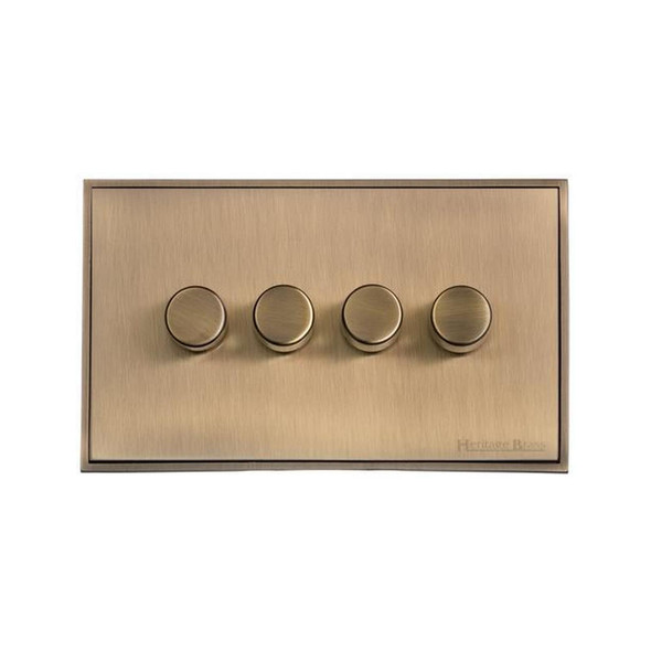 Executive Range 4 Gang Dimmer (400 watts) in Antique Brass  - Trimless