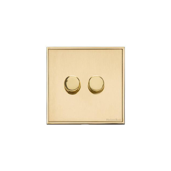 Executive Range 2 Gang LED Dimmer in Satin Brass  - Trimless