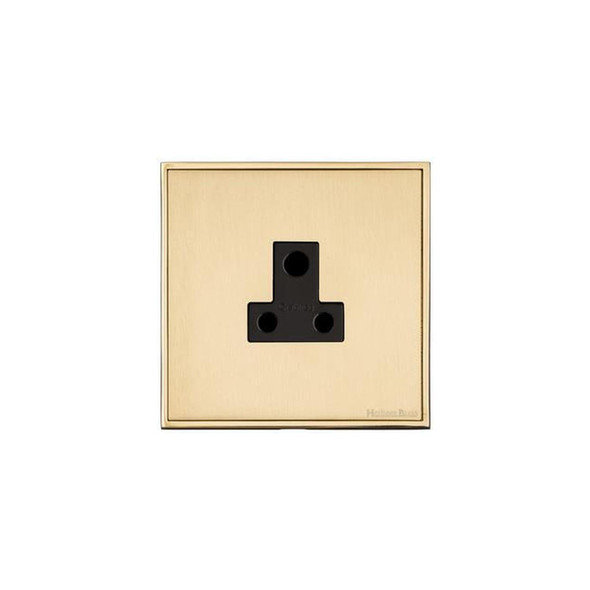 Executive Range 5 Amp 3 Round Pin Socket in Satin Brass  - Black Trim